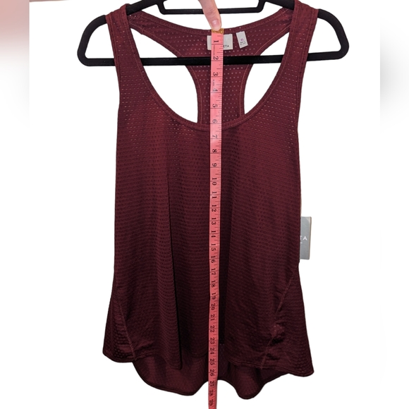 Athleta Women's Mesh Tank Top Racerback Chi Dot Maroon Burgundy Size XL - Picture 12 of 12